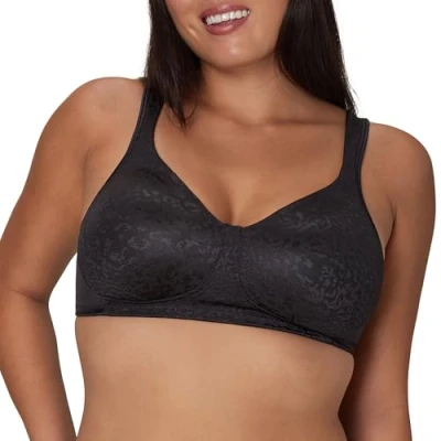 Image of PLAYTEX Women&#039;s 18 Hour Ultimate Lift Wireless Full Coverage Bra, Single Or 2 Pack, Opaque, Black Animal, 42C