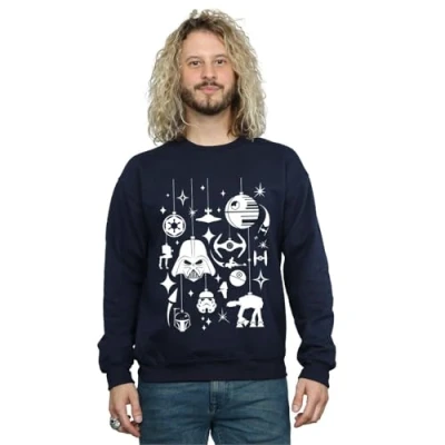 Image of Star Wars Men&#039;s Christmas Stockings Sweatshirt Large Navy Blue