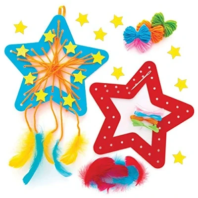 Image of Baker Ross AT227 Star Dreamcatcher Kits, Arts and Crafts for Kids (Pack of 4), Assorted