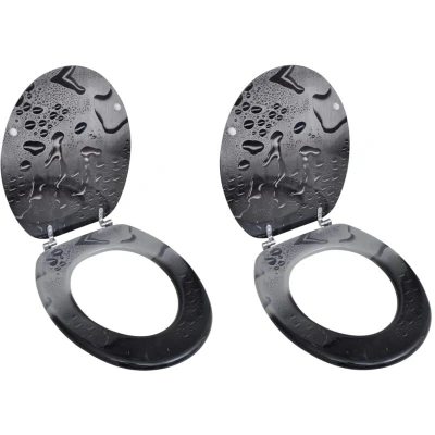 Image of vidaXL Toilet Seats with Lids 2 pcs MDF Water