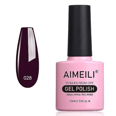 Image of AIMEILI Hema Free Soak Off UV LED Gel Nail Polish Burgundy Plum Dark Purple (028) 10ml