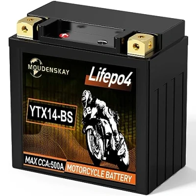 Image of MOUDENSKAY Lithium Motorcycle Battery 12V Powersports with BMS (YTX14 BS 12.8V 8Ah 500CCA) LiFePO4 Starter Batteries for Motorcycles, ATV, UTV, Watercraft, etc