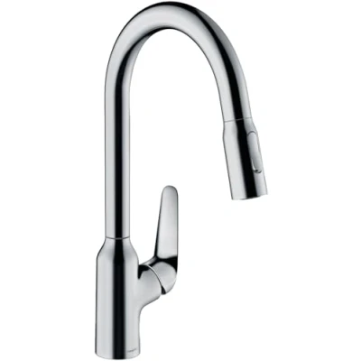 Image of hansgrohe 71820000 M4216 H220 Kitchen Tap, 360 Swivel Range, Pull Out Spray, Chrome, Spout height 22 cm