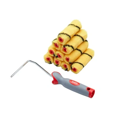 Image of ProDec 11 piece 4&quot; Medium Pile Woven Mini Rollers for Emulsion Paint with Soft Grip Frame