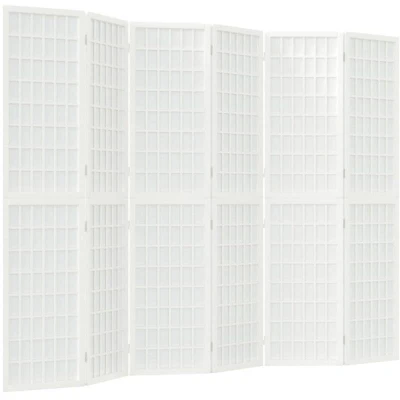 Image of vidaXL Folding 6 Panel Room Divider Japanese Style 240x170 cm White