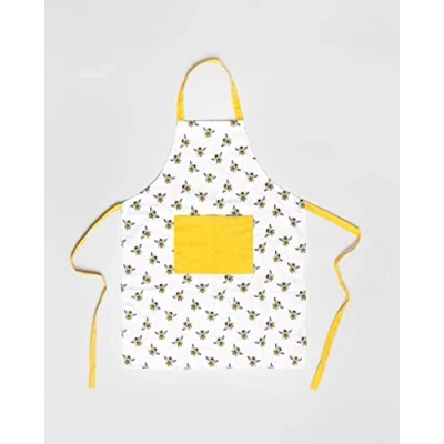 Image of Bumble Bee Design Apron 100% Cotton in Yellow One Size Adult