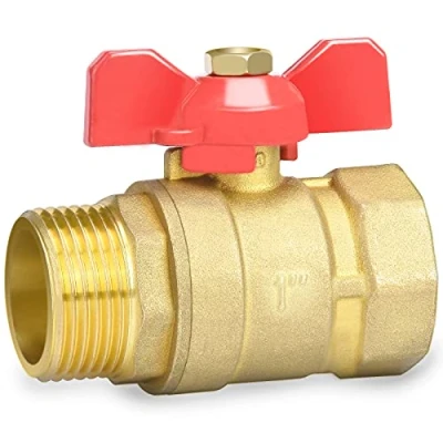 Image of Oumuik Brass 1 Inch Ball Valve with Red Wing Handle Male Thread/Internal Thread Full Flow DN25 PN16