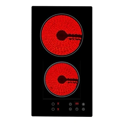 Image of Cookology TCH301 30cm Electric Ceramic Hob Domino Cooktop with 2 Cooking Zones, Built In Worktop Touch Controls and Timer, 9 Heat Levels Child Lock Black