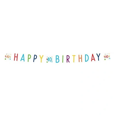 Image of (PKT) Confetti Birthday 40th Letter Banner 1.8m