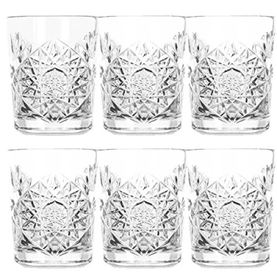 Image of Libbey Hobstar whisky glass, water juice set of 6, crystal 350 ml