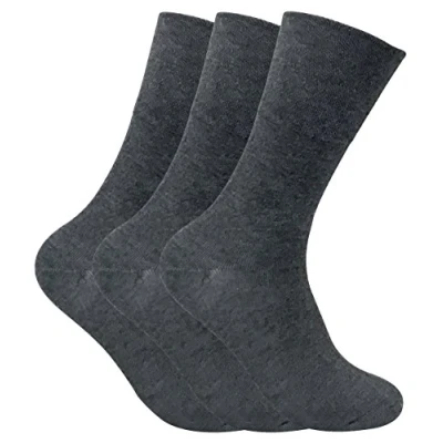 Image of 3 Pack Mens Thin Wide Loose Top Non Elastic Thermal Diabetic Socks for Poor Circulation (6 11 UK, THRDIAM04 Grey)