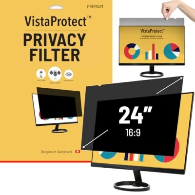 Image of VistaProtect Premium Privacy Filter &amp; Anti Blue Light Screen Protector for Computer Monitors (24&quot; inches 16:9)