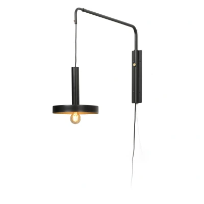 Image of Whizz Wall Light Extendable Black, Satin Gold 1x E27