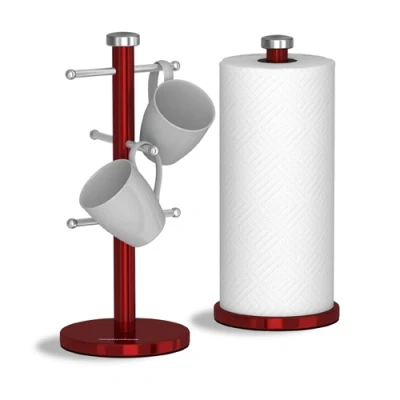 Image of Morphy Richards Accents Mug Tree Towel Pole Set Red