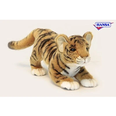 Image of Crouching Tiger Cub Plush Soft Toy by Hansa 40cm. 6414