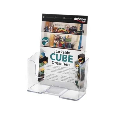 Image of Deflecto A5 Portrait High Back Single Compartment Literature Holder Magazine File Leaflet Document Display Stands Wall Mounting Option