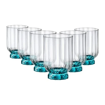 Image of 6x Blue 375ml Florian Double Whisky Glasses By Bormioli Rocco