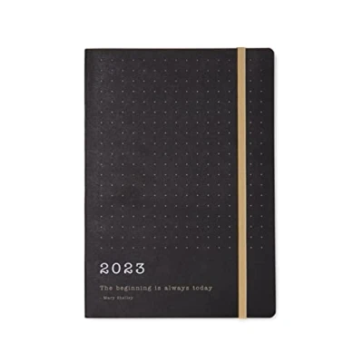 Image of Letts Eco Writers Quotes A5 week to view 2023 black kraft diary