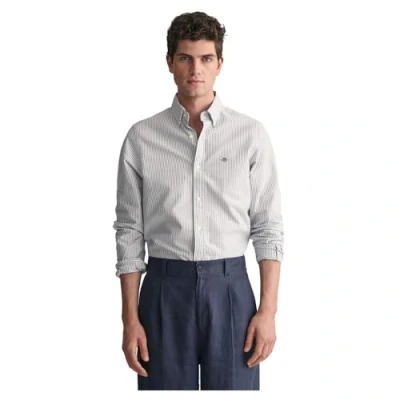 Image of GANT Men&#039;s Slim Oxford Banker Stripe Shirt, Persian Blue, 3XL