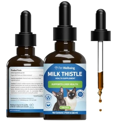 Image of Pet Wellbeing Milk Thistle for Cats Supports Liver Health, Healthy Detoxification, Antioxidant Support, Cell Silymarins Veterinarian Formulated Herbal Supplement 2 oz (59 ml)