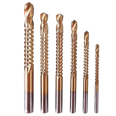 Image of Gasea 6pcs Drill Saw Bit Set, 3/4/5/6/6.5/8mm HSS Titanium Coated Plastic Metal Hole Grooving Cutting Woodworking Tools