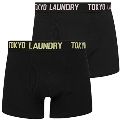 Image of Tokyo Laundry Men&#039;s Spafield (2 Pack) Black Boxer Shorts Set Sunshine/Pink Nectar M