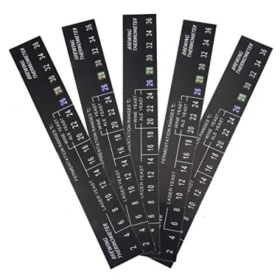 Image of Raguso 5pcs Beer Thermometer Stick on Brewing Adhesive LCD Sticker for Homebrew Wine and Fermentation