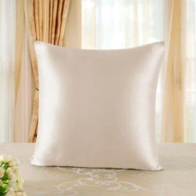 Image of townssilk Both Side 100% 19mm Pure Mulberry Silk Pillowcase for Hair and Skin square 65x65cm size Pillow Case Cushion Cover with Hidden Zipper 600 Thread Count Taupe