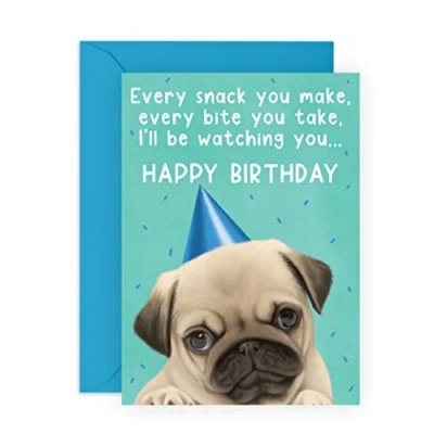 Image of Central 23 Pug Birthday Card Funny from Dog Pet Fur Baby Gifts for Mum and Dad Vegan Ink Comes With Fun Stickers Made in Uk