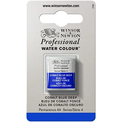 Image of Winsor &amp; Newton Professional Watercolour Paint, Artist Quality, Finest Pigments, Cobalt Blue Deep, Half Pan