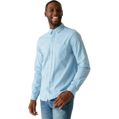 Image of Regatta Men&#039;s Lightweight Loran Long Sleeve Shirt Chambray Blue, Size: L