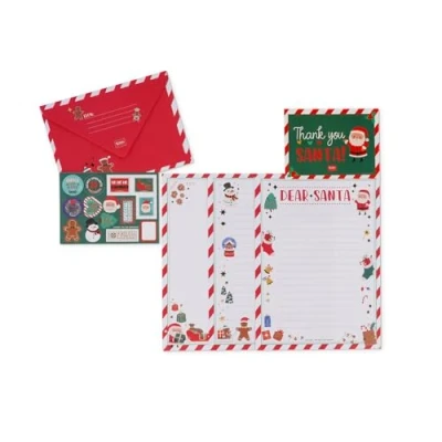 Image of Legami Kit for Letter to Santa Claus, Unisex Set, Contains Envelope, Letters Fill in, Postcard, Sticker Sheet, Glitter Foil Details, FSC Certified Paper