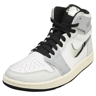 Image of NIKE AIR Jordan 1 ZM Womens Fashion Trainers in White Silver 6.5 UK