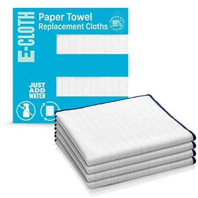 Image of E Cloth Reusable Paper Towel Replacement Cloth, Premium Microfiber Cleaning Cloths Ideal for Up Spills on Countertops, Alternative to Towels, 100 Wash Guarantee, 4 Count