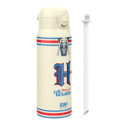 Image of Ion8 NFL Texans Sports Thermal water Bottle with Removable Straw, 750ml/24oz, Leak proof Vacuum Insulated Drinking Bottle, Easy to Open, Secure Lock, Dishwasher Safe, Flip Cover, Metal