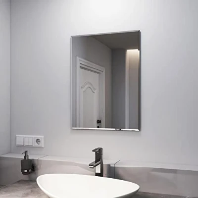 Image of EMKE Frameless Wall Mirror, Bathroom Mirrors Mounted Rectangle Vanity Shaving Mirror 45x60cm