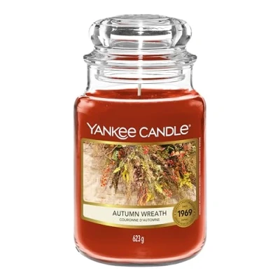Image of Yankee Candle Scented Autumn Wreath Large Jar Long Burning Candles: up to 150 Hours Gifts for Women
