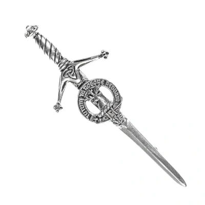 Image of Kilts Wi Hae Crawford Clan Crest Pewter Sword Kilt Pin, silver