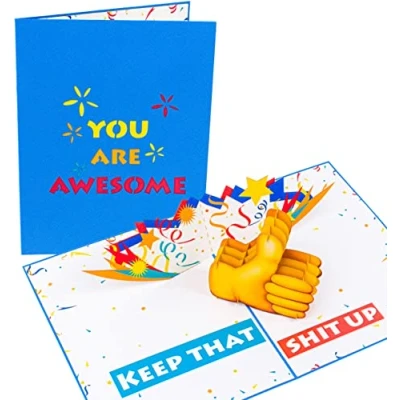 Image of PopLife Funny You Are Awesome 3D Pop Up Card Valentine&#039;s Day Card, Just Because, Father’s Day, Congratulations, Happy Birthday, for Him, Graduation, Get Well Soon, Thumbs Emoji