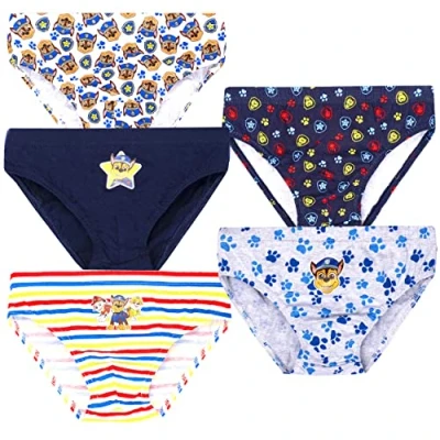 Image of Paw Patrol Boys Underwear Multipack 5 Pack Of Pants 100% Cotton Variety Designs With Characters 5/6 Years Multicolour