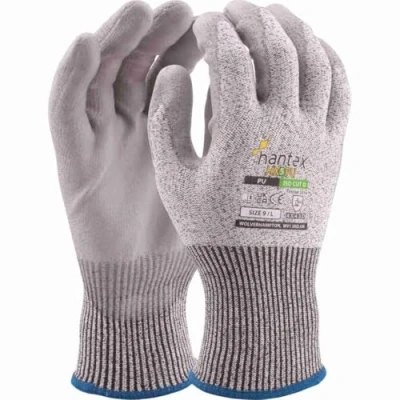 Image of Hantex® HX5PU Cut Resistant Level 5 Work Gloves Grey PU Palm Coated (7/Small)