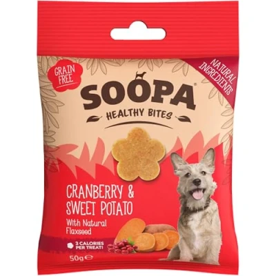 Image of Soopa Cranberry and Sweet Potato Healthy Bites Dog Treat, 50 g (Pack of 1)