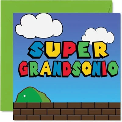 Image of Birthday Cards for Grandson Super Grandsonio Funny Happy Card from Grandparents, Gifts, 145mm x Joke Greeting Men Him