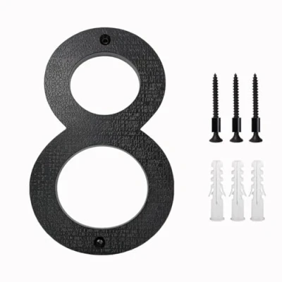 Image of nanlyiau 8in/20cm 3D Numbers house door number Waterproof address front numerals and corrosion resistant Matte black ABS resin (ABS 8in8)