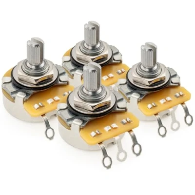 Image of CTS 450 Series B250K Split Shaft Fine 24 Splines Linear Taper Potentiometer for Electric Guitar Bass, 10% Tolerance (Set of 4)