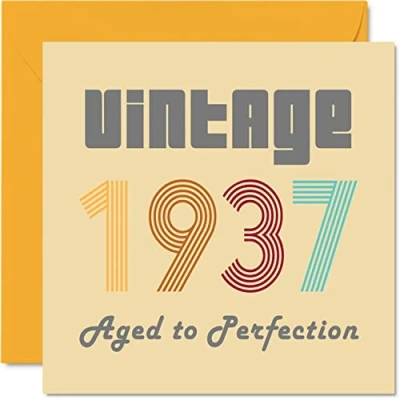 Image of 87th Birthday Cards for Men Women Vintage 1937 Aged To Perfection 87 Card Funny Her Him, 145mm x Best Friend Greeting Great Grandad Grandma Granny Nanny Nan
