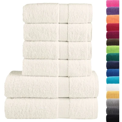 Image of vidaXL 6 Piece Premium Towel Set SOLUND Cream 600 gsm