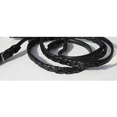 Image of Rhinegold Softee Leather Laced Reins Black