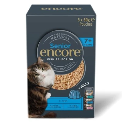 Image of Encore Natural Wet Senior Cat Food, Tuna with Fish Multipack Selection in Jelly 50g Pouch (5x50g)