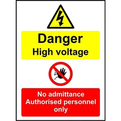 Image of Danger High Voltage No Admittance Safety Sign 1.2mm Rigid plastic 400mm x 300mm